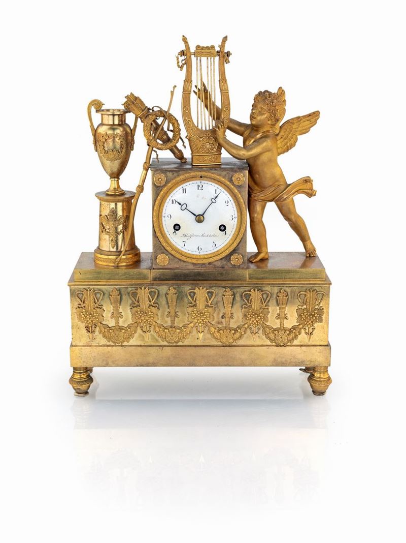 Piccola Pendola in Bronzo Dorato, Svezia, Inizio XIX Secolo