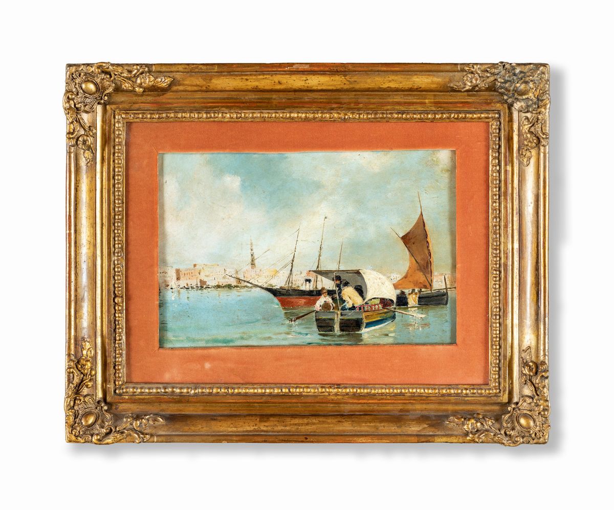 Pittore degli Inizi del XIX Secolo - Marina con Barche