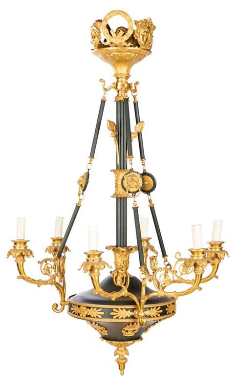 LAMPADARIO IN STILE IMPERO A SEI LUCI
