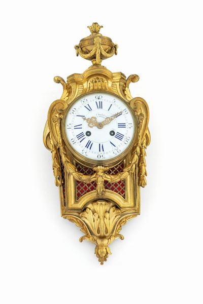 Orologio Cartel in Bronzo Dorato, XIX Secolo