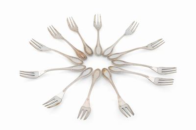 Dodici Forchette da Dolce in Argento