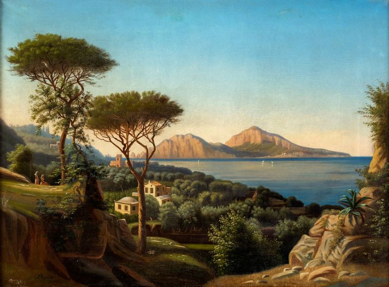 Carl Frederic Aagaard - Veduta di Capri da Massalubrense