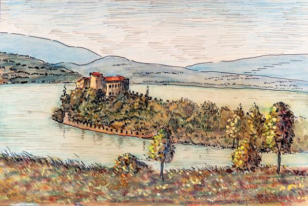 Vittorio Casetti - Paesaggio lacustre montano