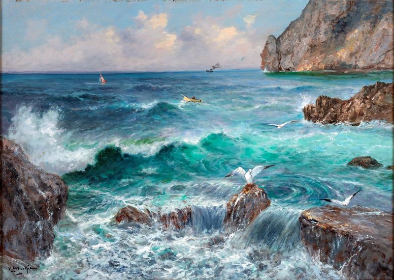 Vincenzo Laricchia - Mareggiata con Gabbiani