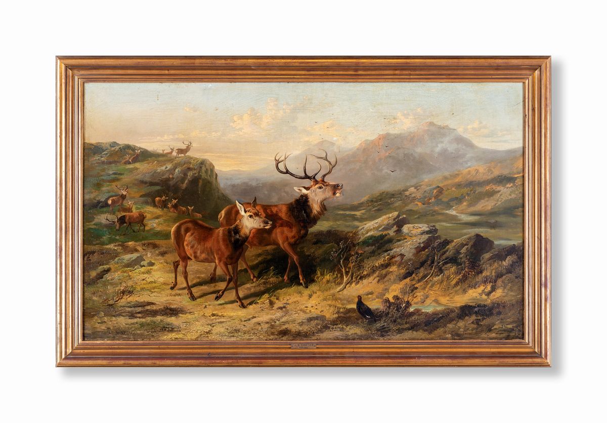 Samuel John Carter - Paesaggio con Cervi