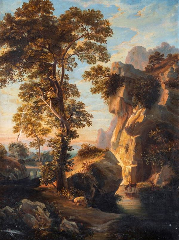 Pittore degli inizi del XIX secolo - Paesaggio boschivo