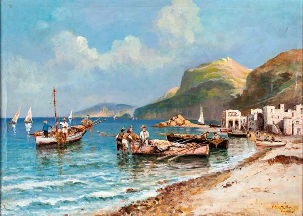 Pittore degli inizi del XX secolo - Pescatori a Capri