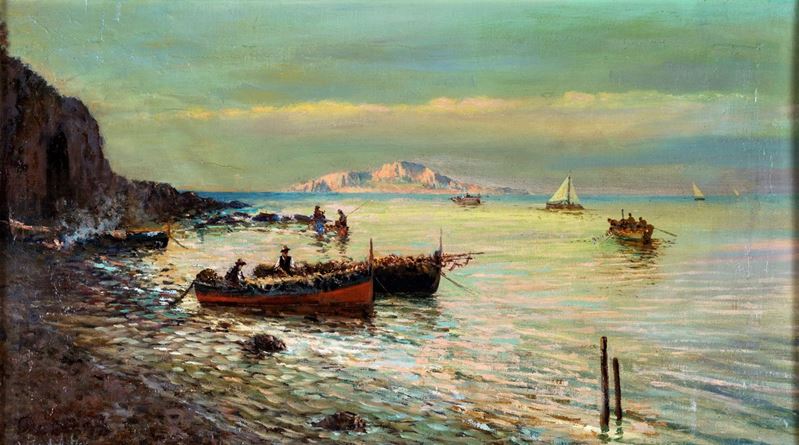 Bernardo Hay - Marina con Pescatori