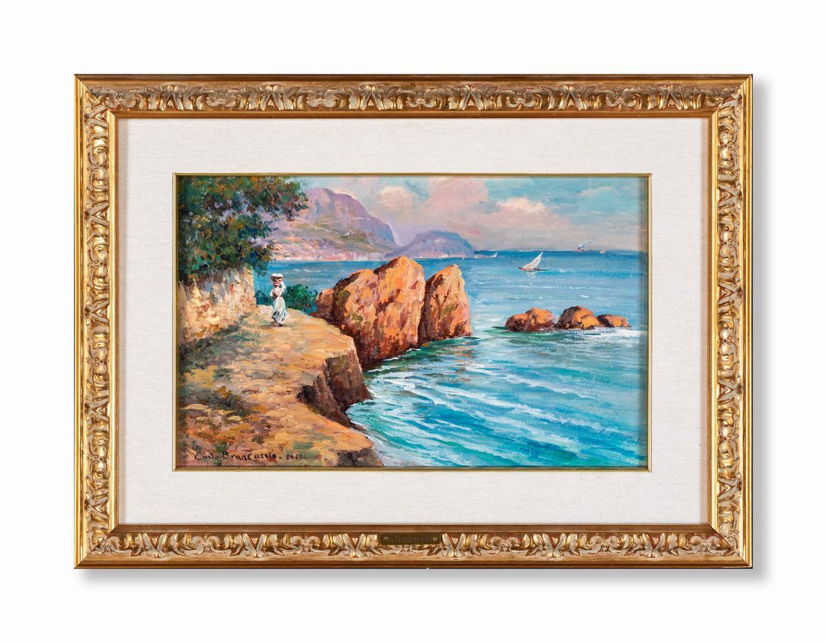 Pittore del XX Secolo - Marina di Capri con Figura