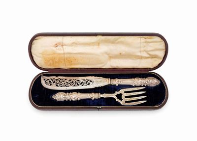 Coppia di Posate da Portata da Pesce in Sheffield, 1812