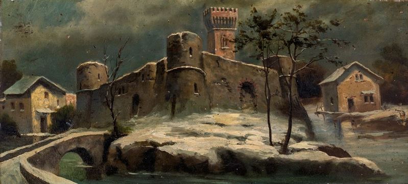 Pittore del XIX Secolo - Castello Innevato