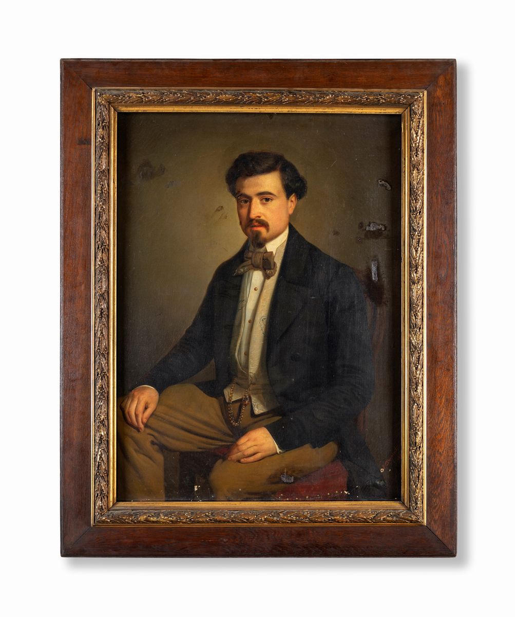Pittore del XIX Secolo - Ritratto Virile con Papillon