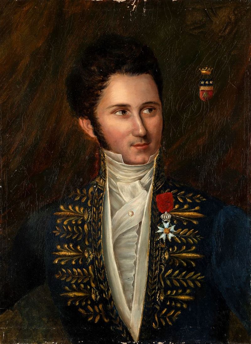Pittore Neoclassico - Ritratto di Giovane Cavaliere