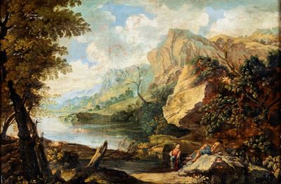 Paesaggio Lacustre con Figure