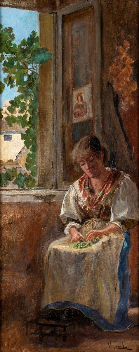 Vincenzo Caprile - Interno con Figura Femminile