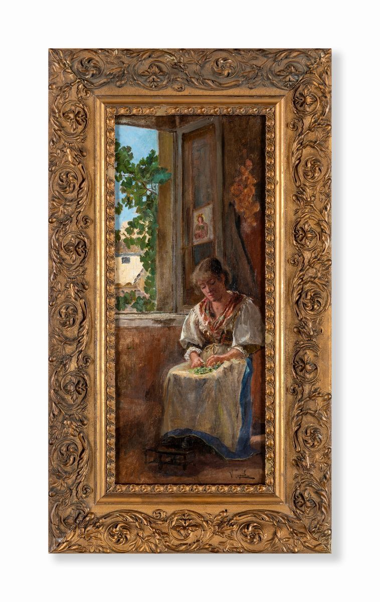 Vincenzo Caprile - Interno con Figura Femminile