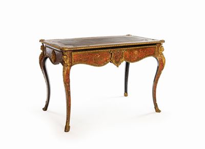Scrivania da Centro Intarsiata alla Maniera di Charles Boulle, Francia, XIX Secolo