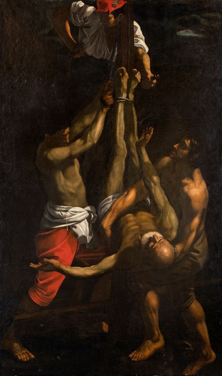 Pittore Caravaggesco del XVII Secolo - Crocifissione di San Pietro
