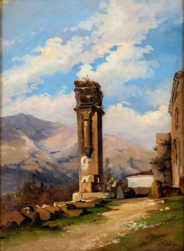 Charles-Francois Kn&#233;bel - Paesaggio con rovine