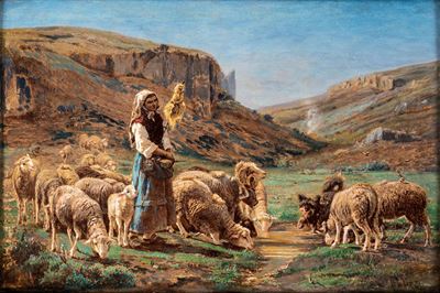 Paesaggio con Pastorella e Gregge