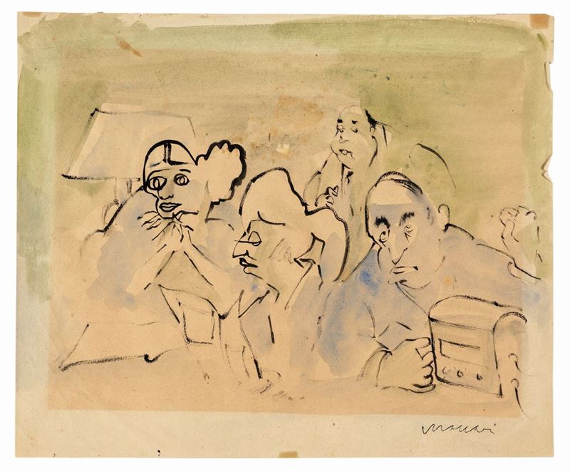 Mino Maccari - Scena di Interno