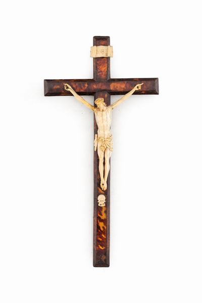 Croce Devozionale in Legno Ebanizzato, Italia Meridionale, XVIII Secolo