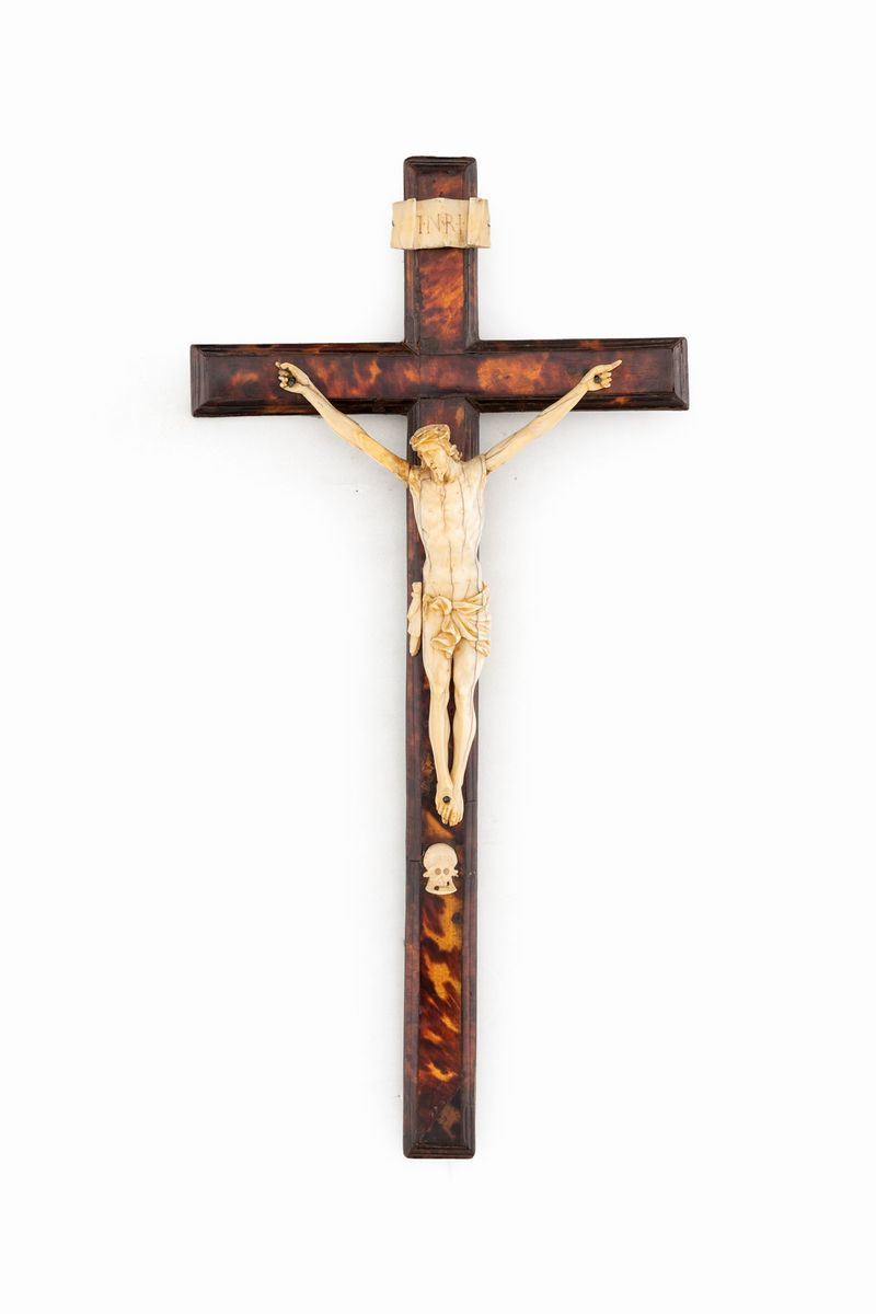 Croce Devozionale in Legno Ebanizzato, Italia Meridionale, XVIII Secolo