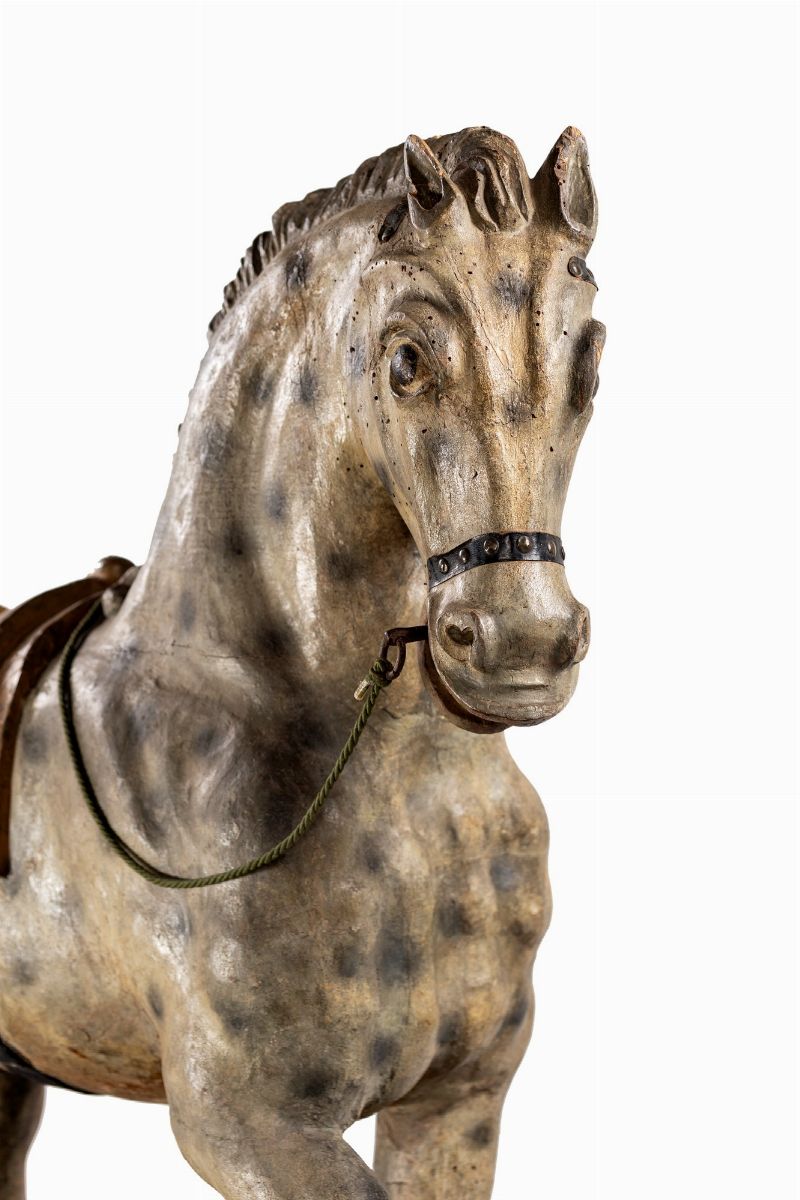 Cavallo in Legno Laccato, Piemonte XVIII Secolo