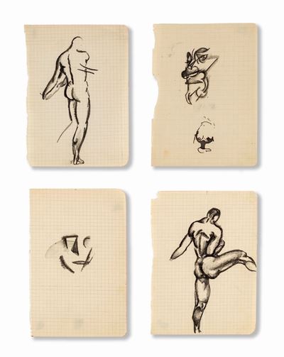 Lotto di 4 Studi per un Quadro