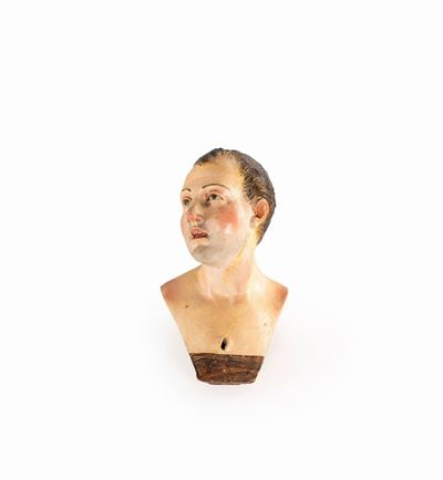 Testina in Terracotta Policroma, Napoli XIX Secolo