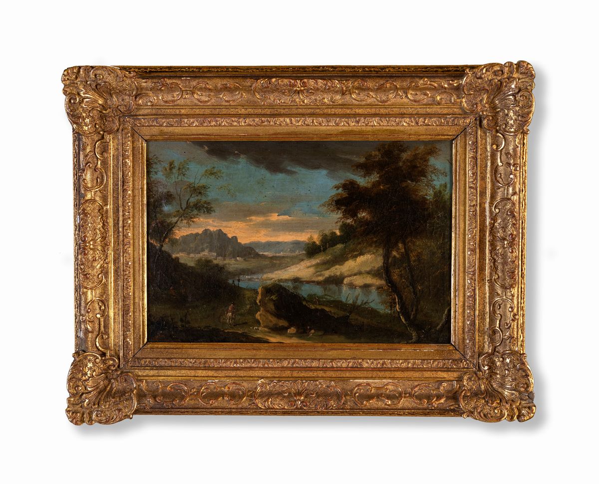 Scuola Veneta del XVII Secolo - Paesaggio Boschivo con Cavaliere
