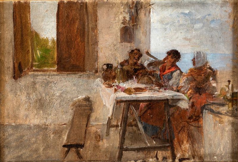 Scuola Napoletana del XIX Secolo - La Terrazza a Procida