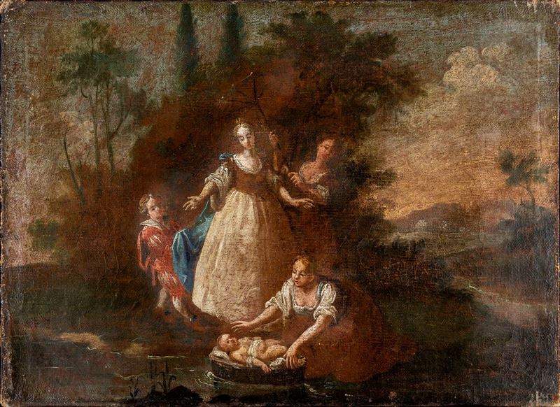 Scuola Veneta del XVII Secolo - Mosè Salvato dalle Acque