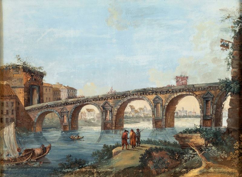Pittore del XVIII Secolo - Scorcio Romano Immaginario