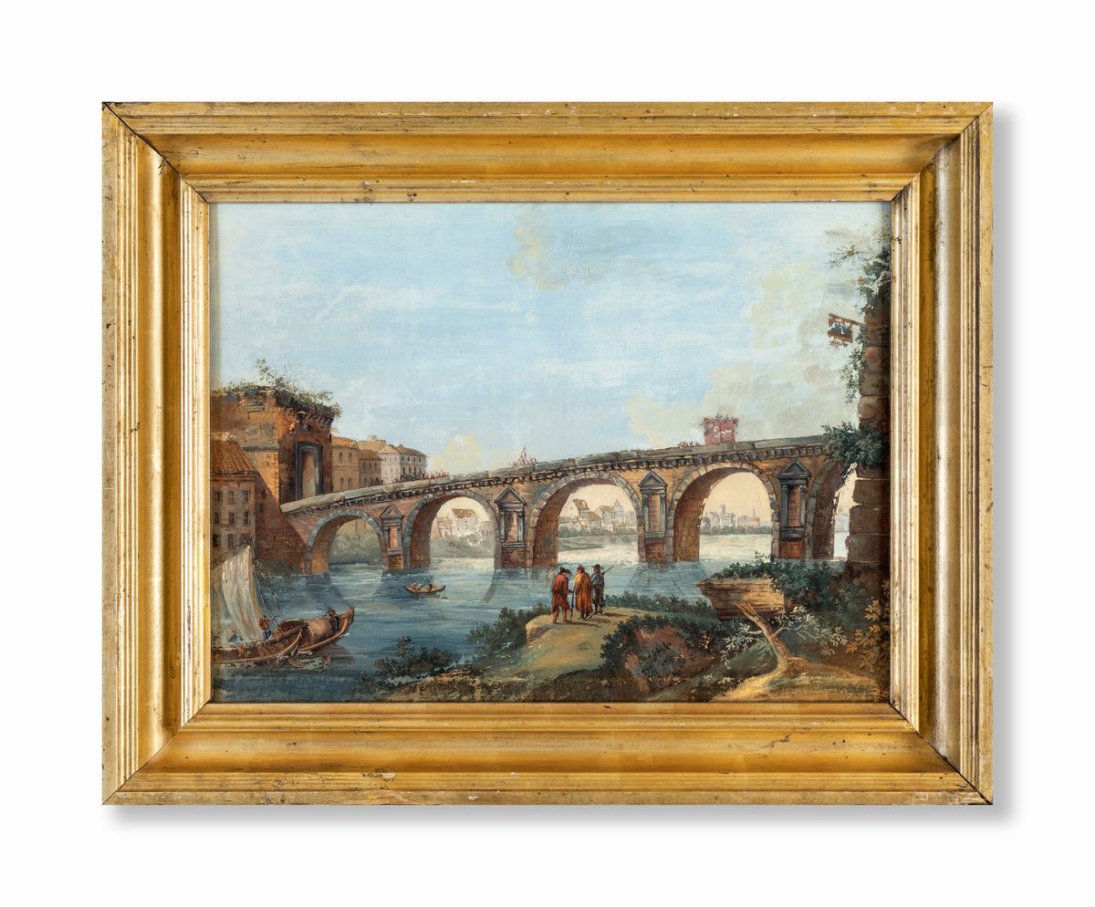 Pittore del XVIII Secolo - Scorcio Romano Immaginario