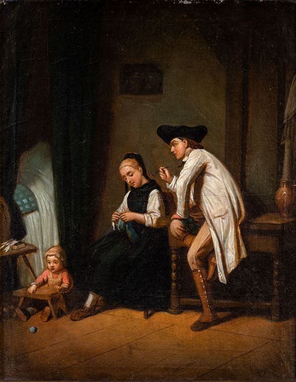 Scuola olandese del XVIII secolo - Il corteggiamento
