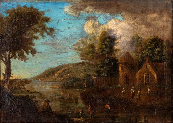 Scuola Fiamminga del XVII secolo - Paesaggio agreste