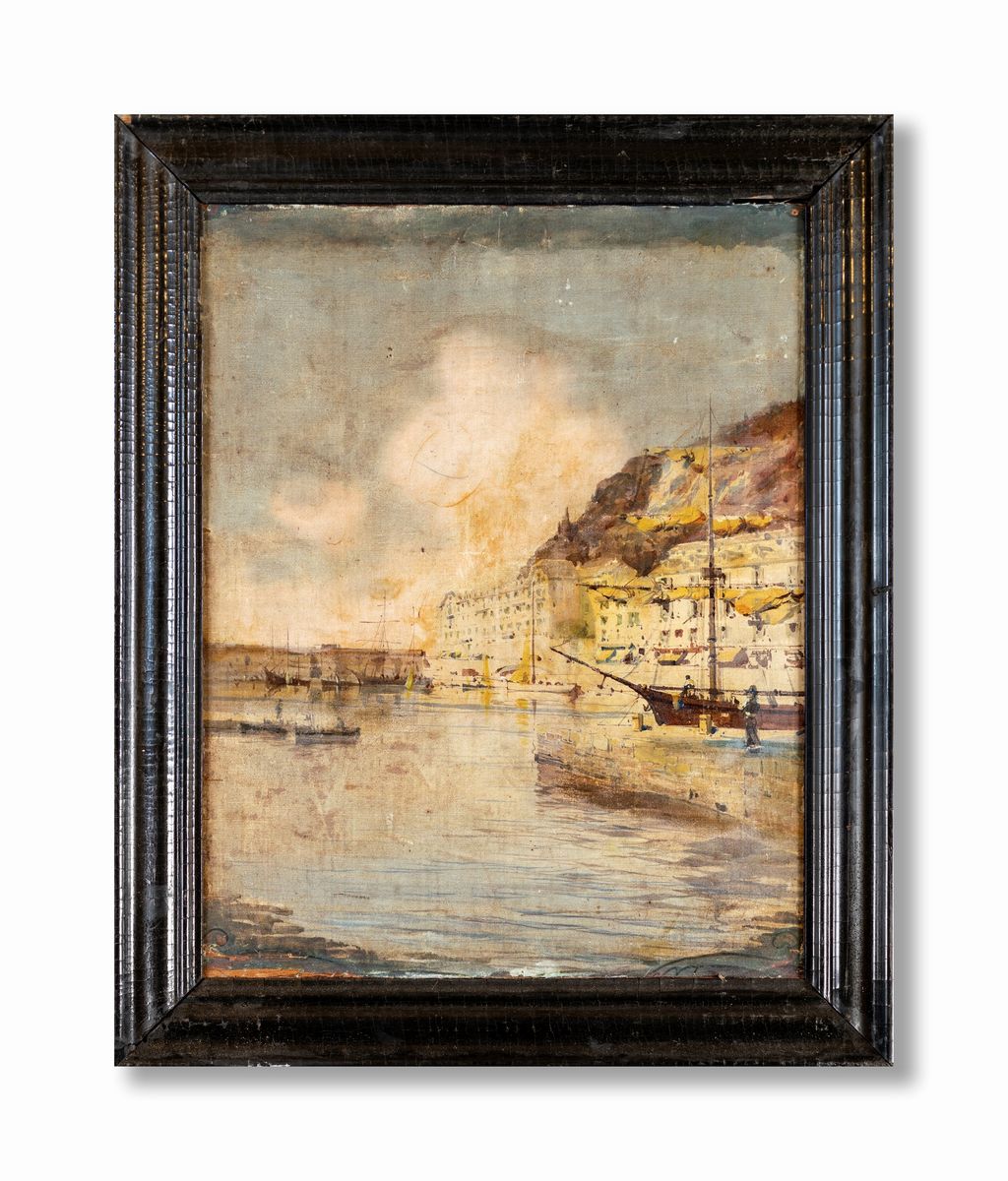 Pittore della Fine del XIX Secolo - Il Porto Antico di Montecarlo