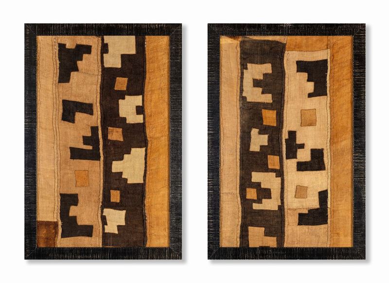 Coppia di patchworks incorniciati, Africa centrale