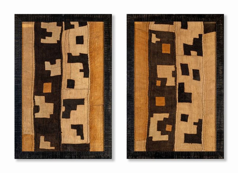 Coppia di patchworks incorniciati, Africa centrale