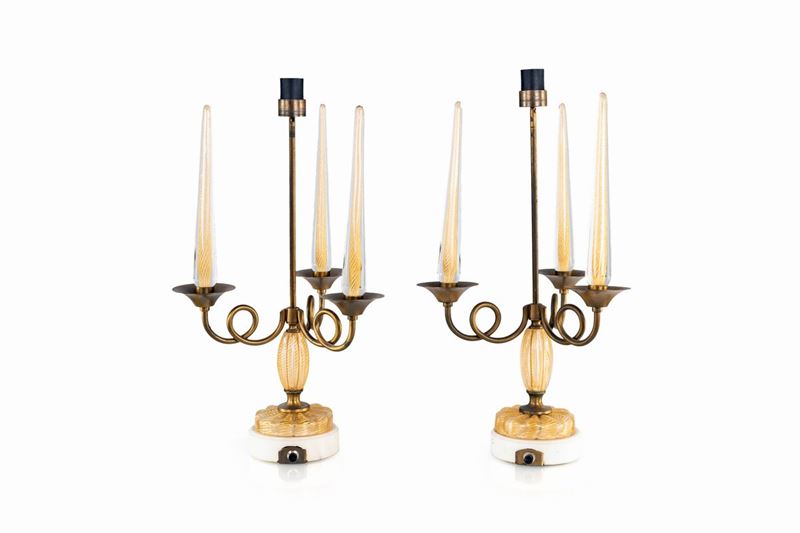 Seguso Murano - Coppia di Lampade
