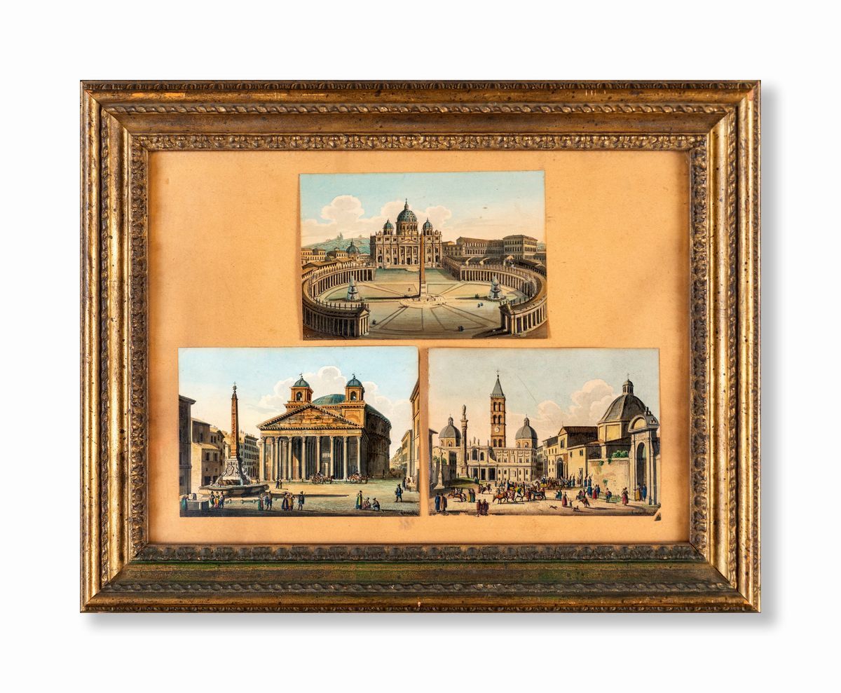 Giuseppe Canella - Tre Vedute di Roma: