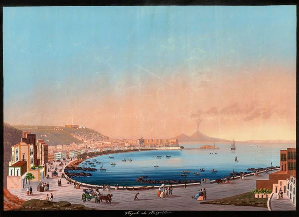 Pittore del XIX secolo - Napoli da Mergellina