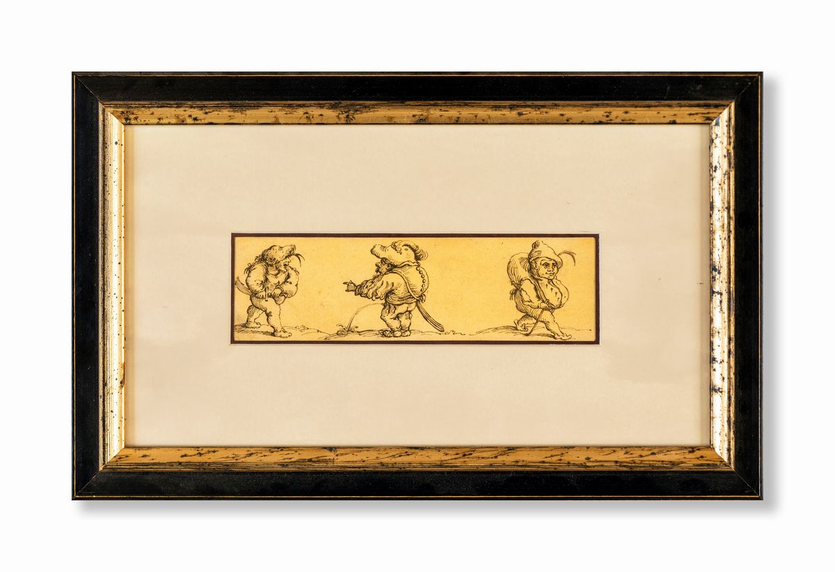 Faustino Bocchi (cerchia) - Tre Figure Caricaturali