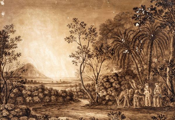 Pittore del XVIII secolo - Fuga in Egitto