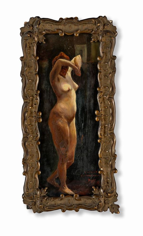 Nudo di donna  - olio su tavola - Asta Mobili, Arredi, Dipinti Antichi e del XIX Secolo - Casa d'Aste Arcadia