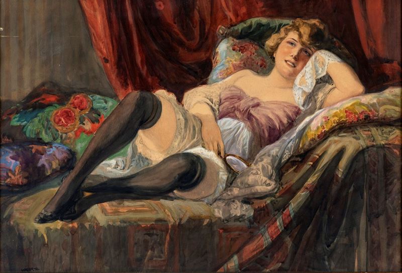 Pittore degli Inizi del XX Secolo - Donna Distesa