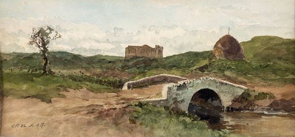 Ettore Roesler Franz - Paesaggio con castello