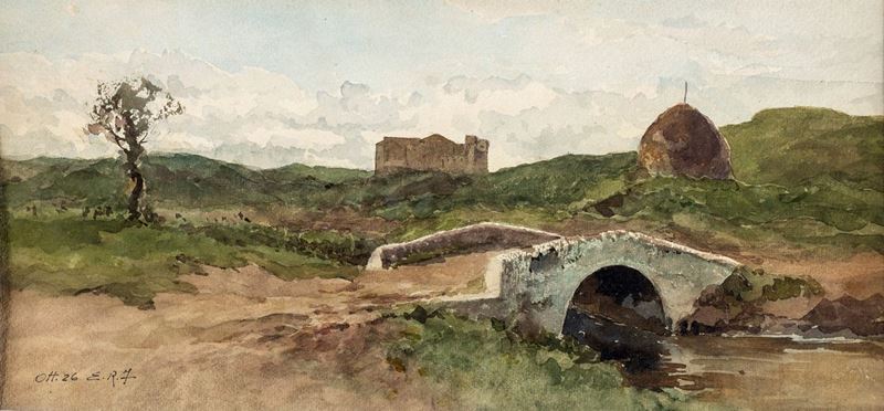 Ettore Roesler Franz - Paesaggio con Castello