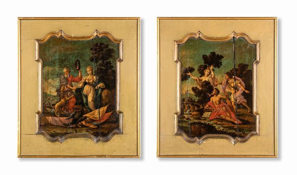 Pittore del XVIII secolo - Coppia di pannelli, XIX secolo